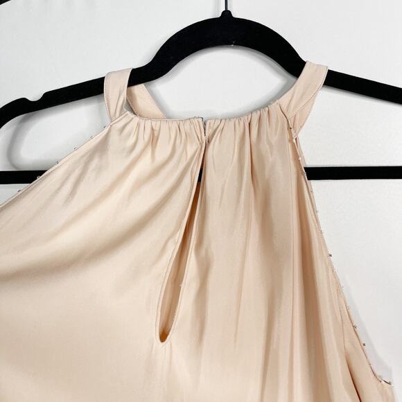 Ramy Brook XSmall Blush Pink The Jackson Cold Shoulder Studded Blouse Top Satin - Picture 9 of 13